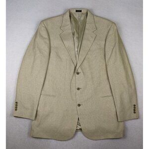 BACHRACH - MEN'S BEIGE WOVEN SILK WOOL BLAZER JACKET SPORT COAT - SIZE 46L
